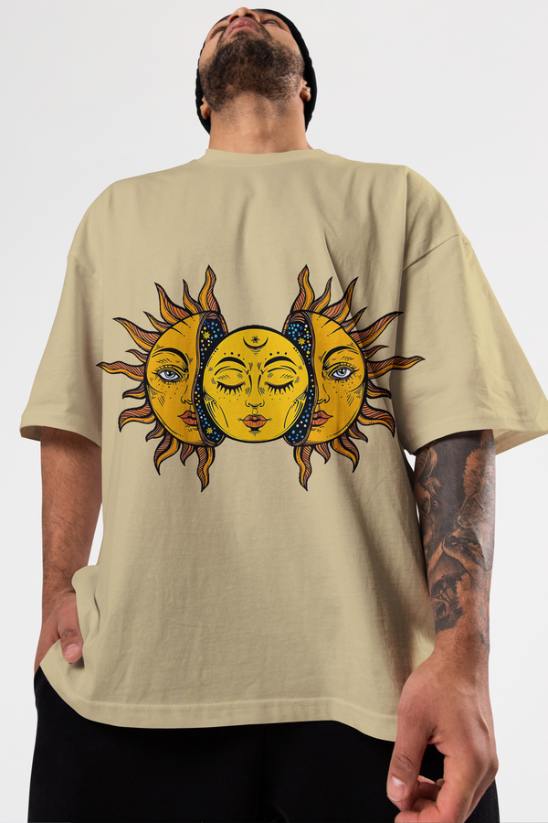 Rainboww Burning Sun & Moon Oversized T-Shirt Rainboww