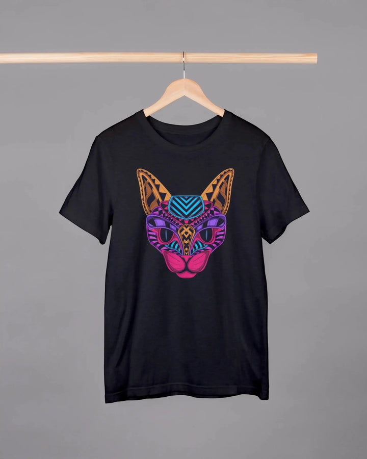 Psychedelic Neon Cat Unisex Oversized T-Shirt - Rainboww