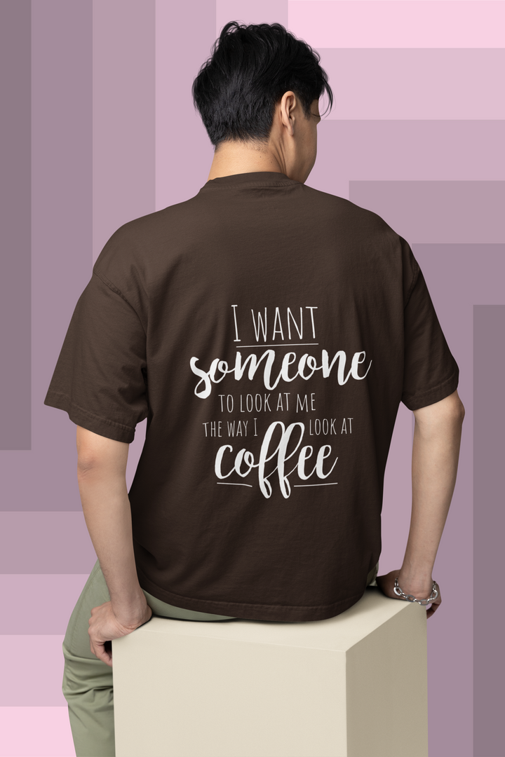 Rainboww Minimalist Coffee Oversized T-Shirt - Rainboww