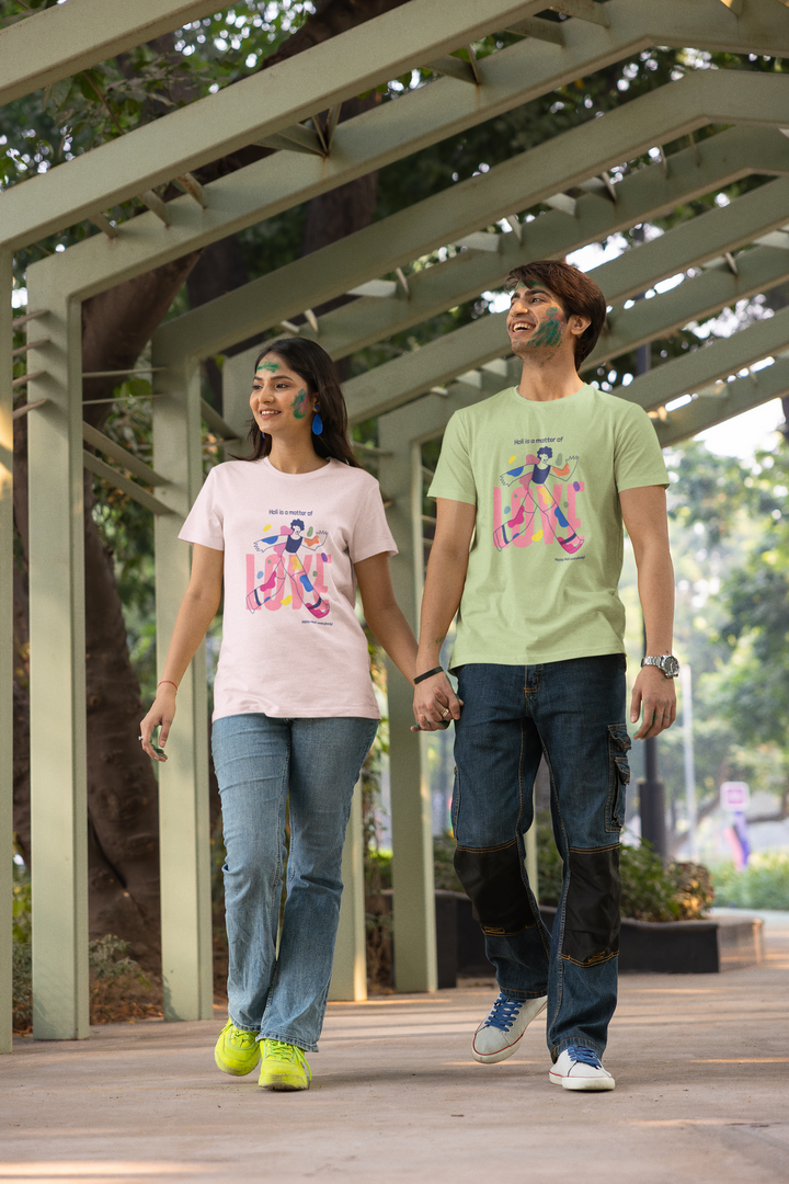 Rainboww Holi Special Regular Combo T-Shirt For Couple - Rainboww