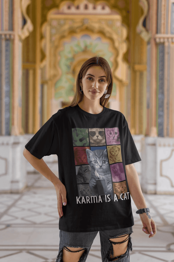 Karma is a Cat Oversized T-Shirt - Rainboww