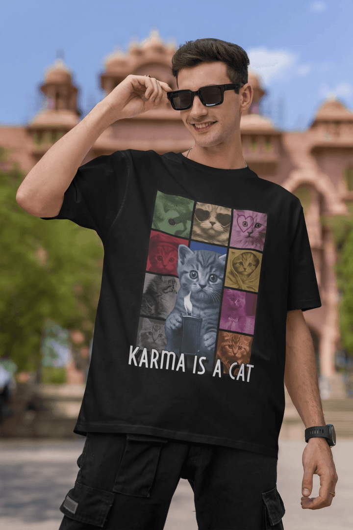 Karma is a Cat Oversized T-Shirt - Rainboww