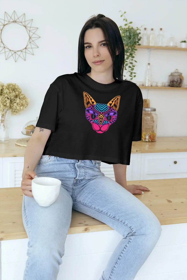 Psychedelic Neon Cat Unisex Oversized T-Shirt - Rainboww