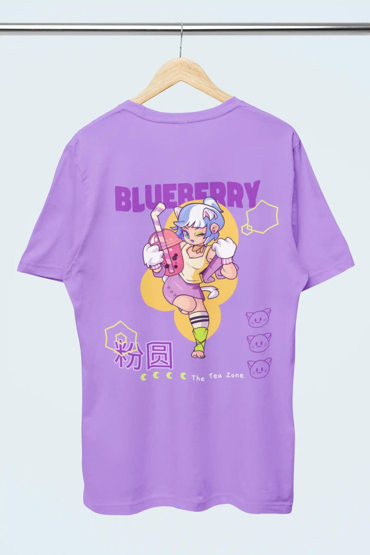 Boba Tea Theme and Anime Characters Oversized Women T-Shirt - Rainboww