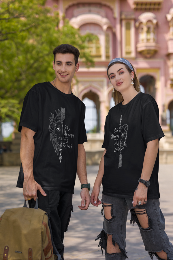 Rainboww Lion Love Couple Oversized T-Shirts - Rainboww