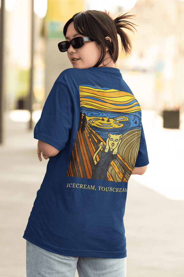 The Scream Cat Oversized Unisex T-Shirts - Rainboww