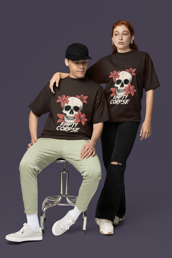 Rainboww A Skull With Flowers Oversized Unisex T-Shirt - Rainboww