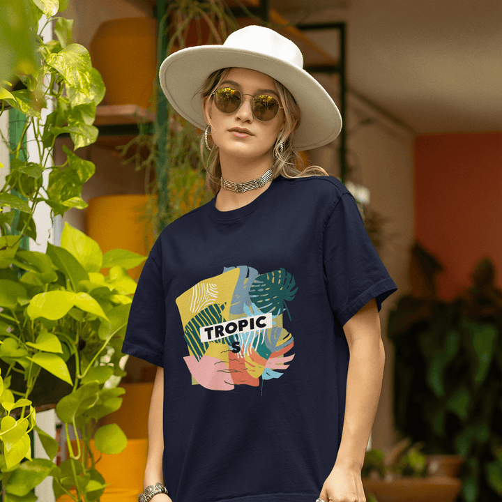 Rainboww Tropics Colourful Leaves Oversized T-Shirt - Rainboww