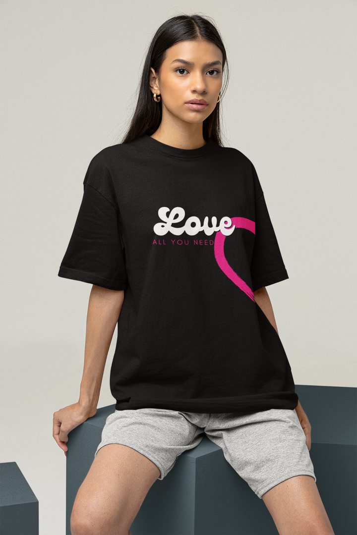 Rainboww Love You Valentine's Couple Oversized T-Shirt - Rainboww